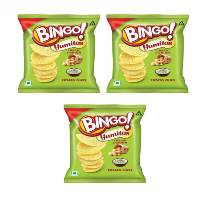 Bingo Cream & Onion Potato Chips - Pack of 3